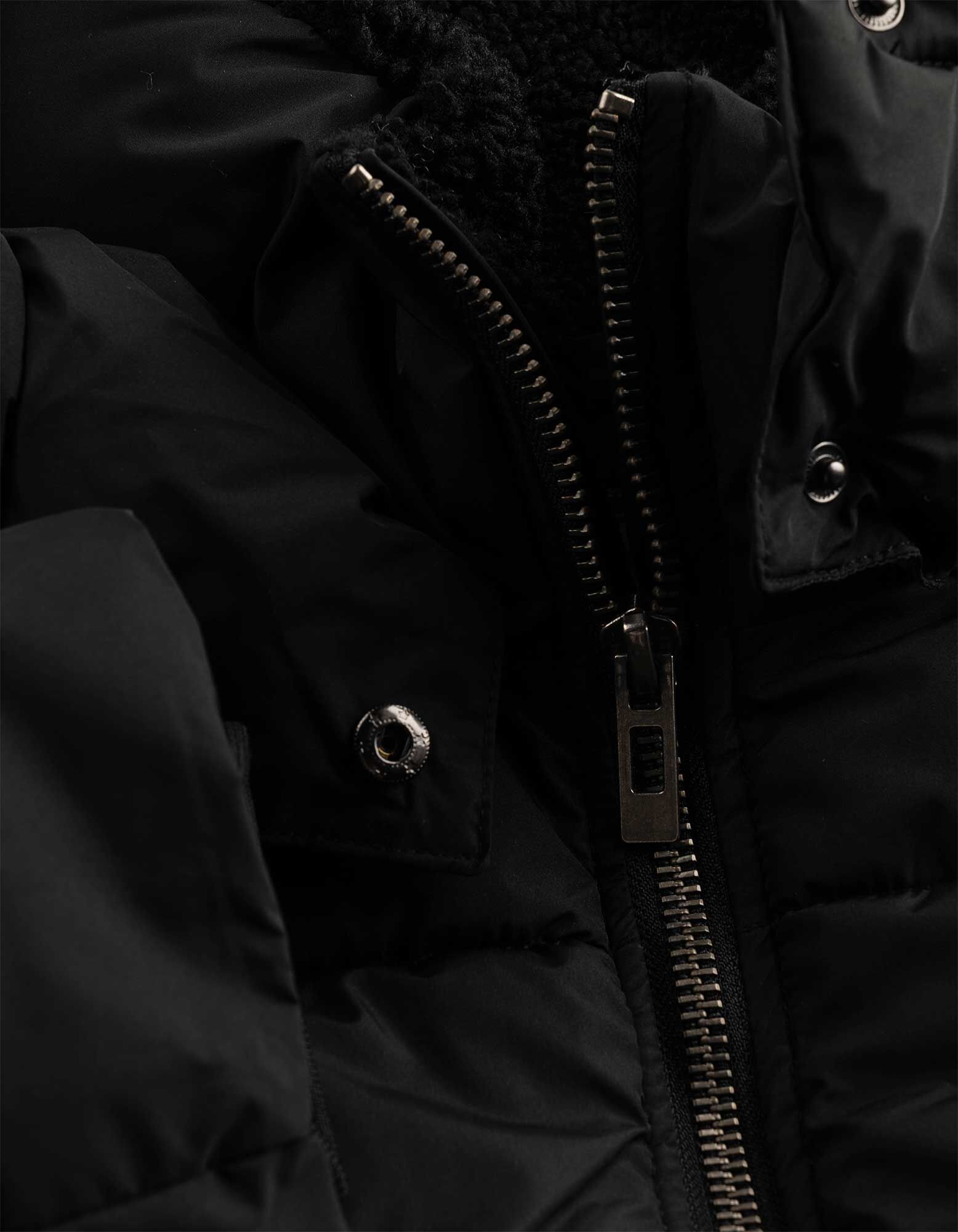 Outdoorjacke - Material-Mix - Schwarz