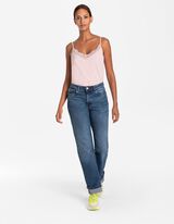 Ujjatlan felső - Csipker&aacute;t&eacute;ttel - rozsaszin