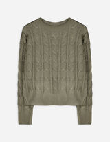 Strickpullover - Zopfstrick - dunkelgrün