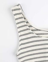 Top cropped - Bluză în dungi - Alb