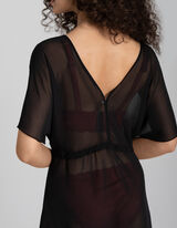 Poncho kąpielowy - sznurowanie - czarny