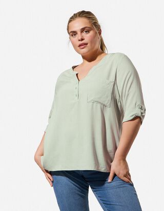 Bluse - Viskose - t&uuml;rkis