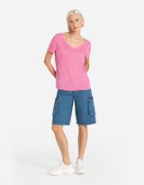 T-shirt - Misto lino - rosa fucsia