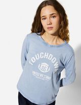 Langarmshirt - Frontprint - hellblau