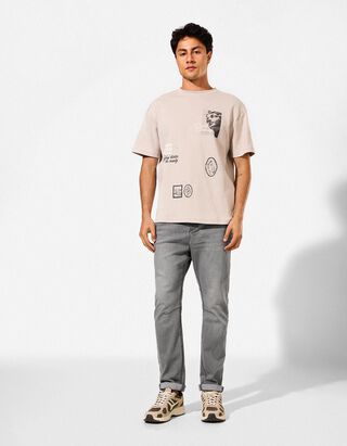 Jeans - Elastischer Bund - grau
