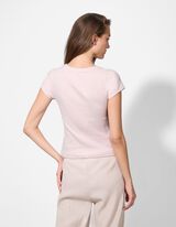 T-Shirt - Gerippt - rosa