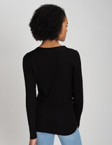 Pull-over - Viscose m&eacute;lang&eacute;e - Noir
