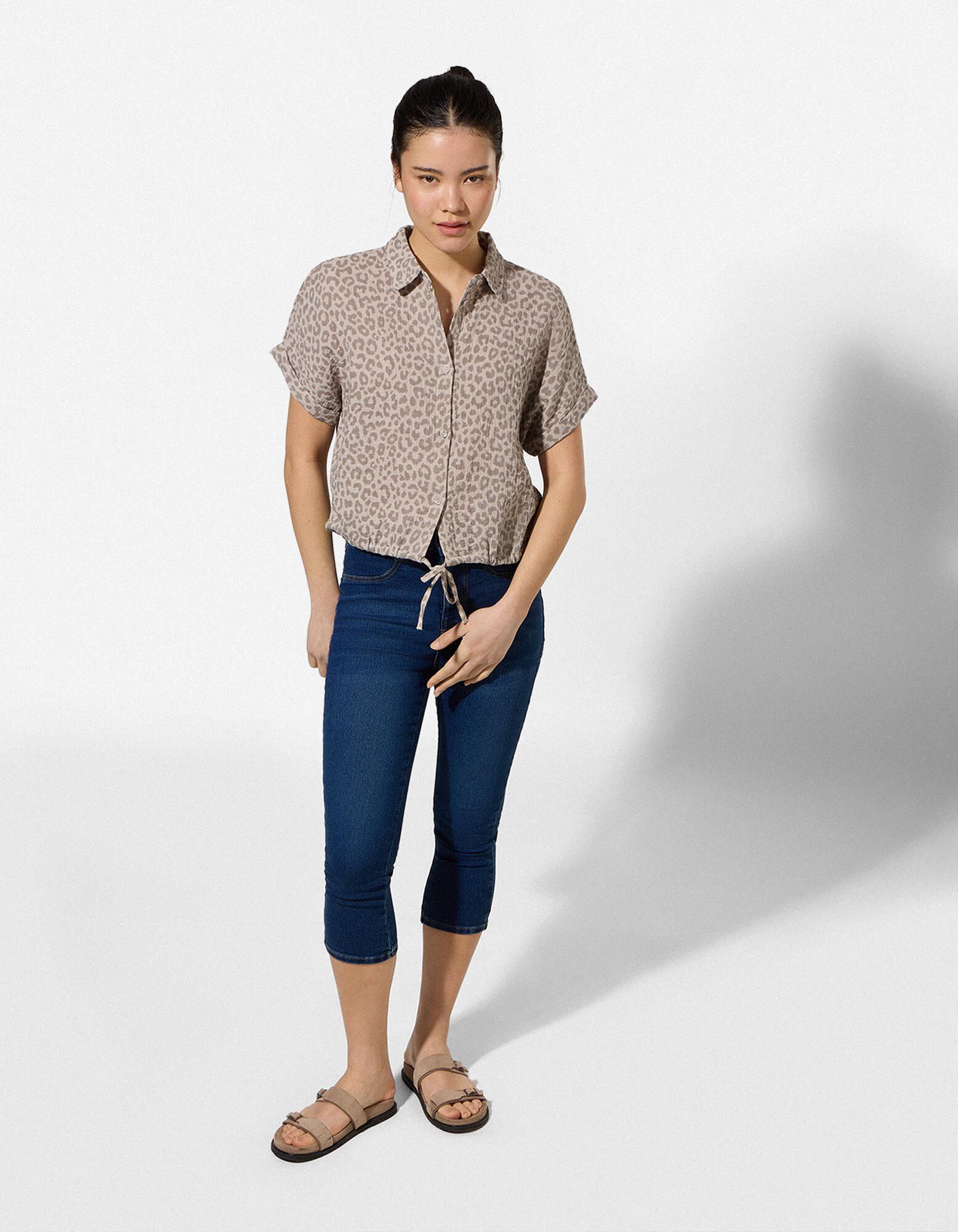 Overhemdblouse - Print all-over - Beige
