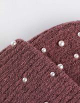 Mütze - Zierperlen - dunkellila