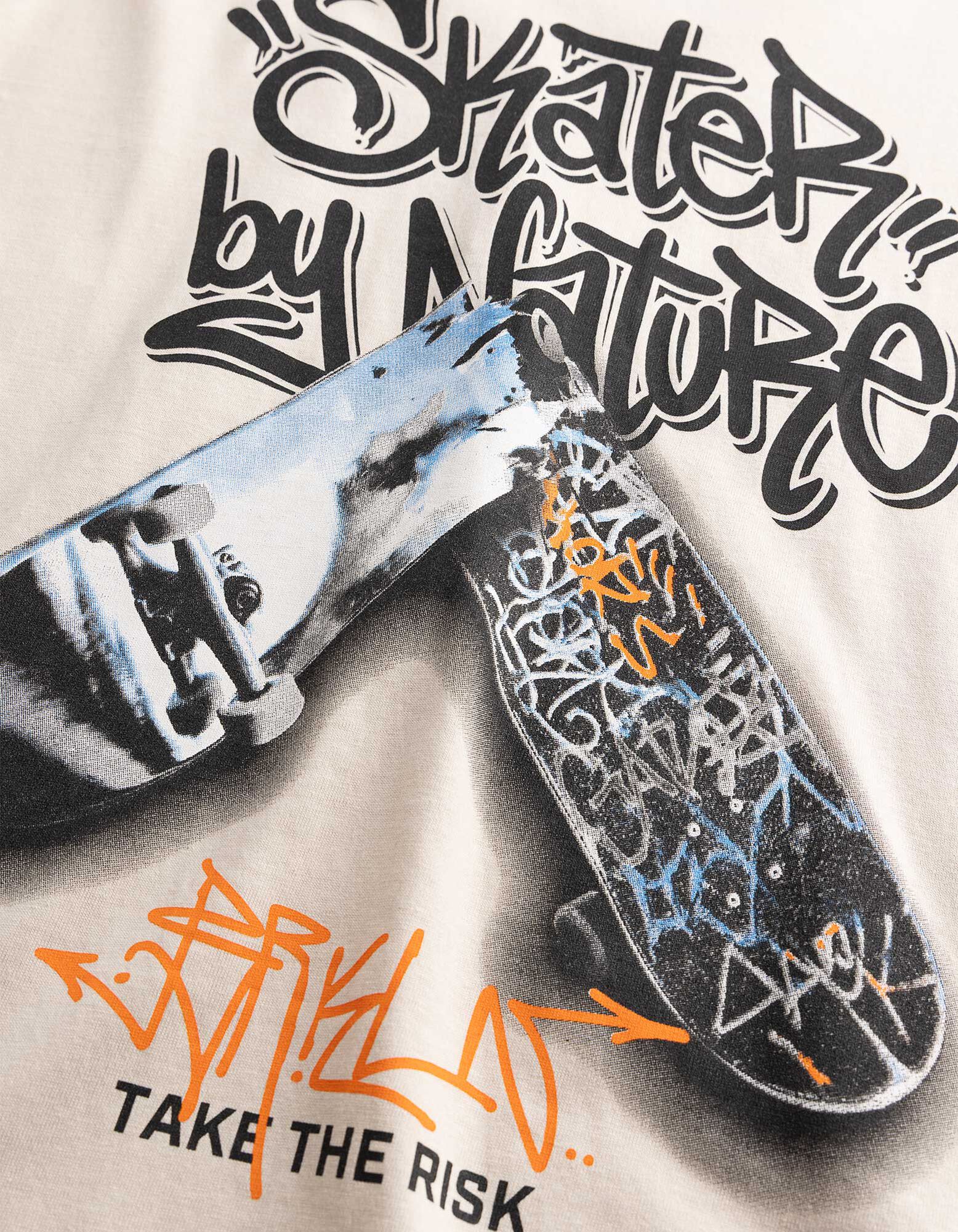 Langarmshirt - Frontprint - Hellgrau