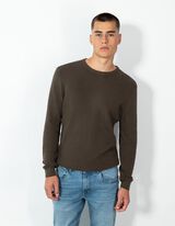 Strickpullover - Waffelstruktur - dunkelgr&uuml;n
