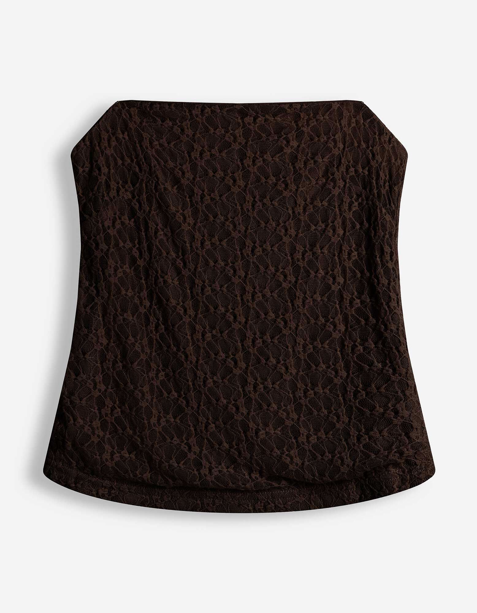 Top sans manches - Dentelle - brun fonc&eacute;