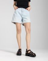 Pantaloni scurți denim - Mom Fit - Albastru deschis