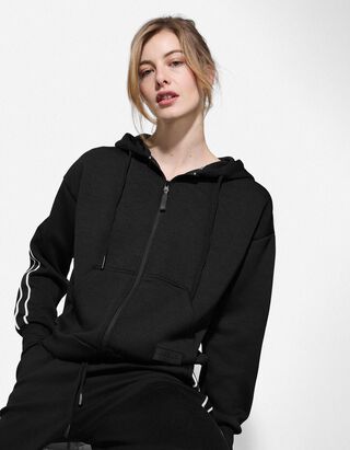 Sweatvest - Galons - zwart