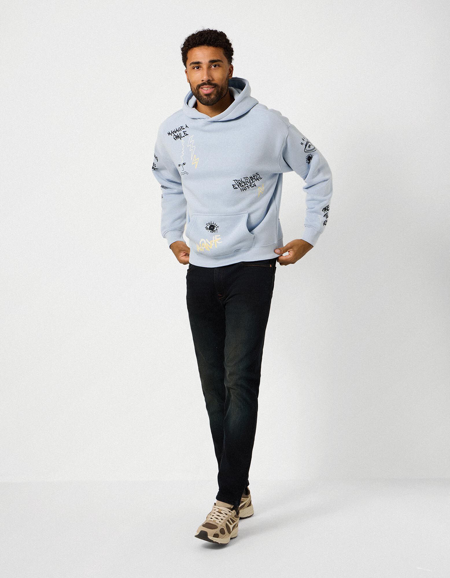 Sweatshirt - Print all-over - blauw