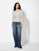 Langarmshirt - Zierborte - weiß