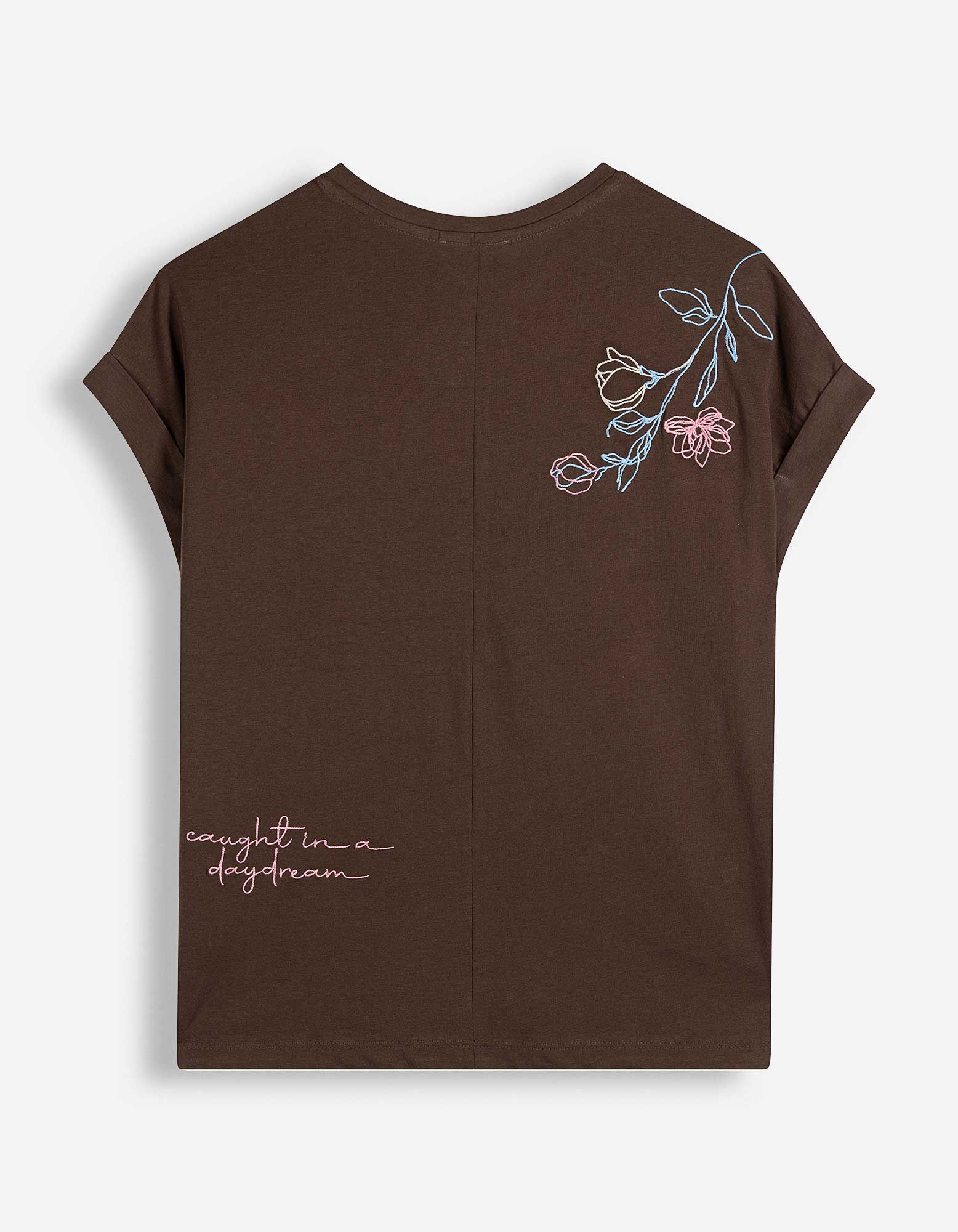T-Shirt - Stickerei - Dunkelbraun