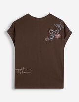 T-Shirt - Stickerei - Dunkelbraun