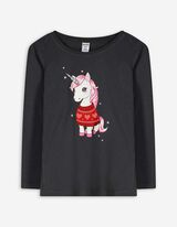 Langarmshirt - Frontprint - dunkelgrau