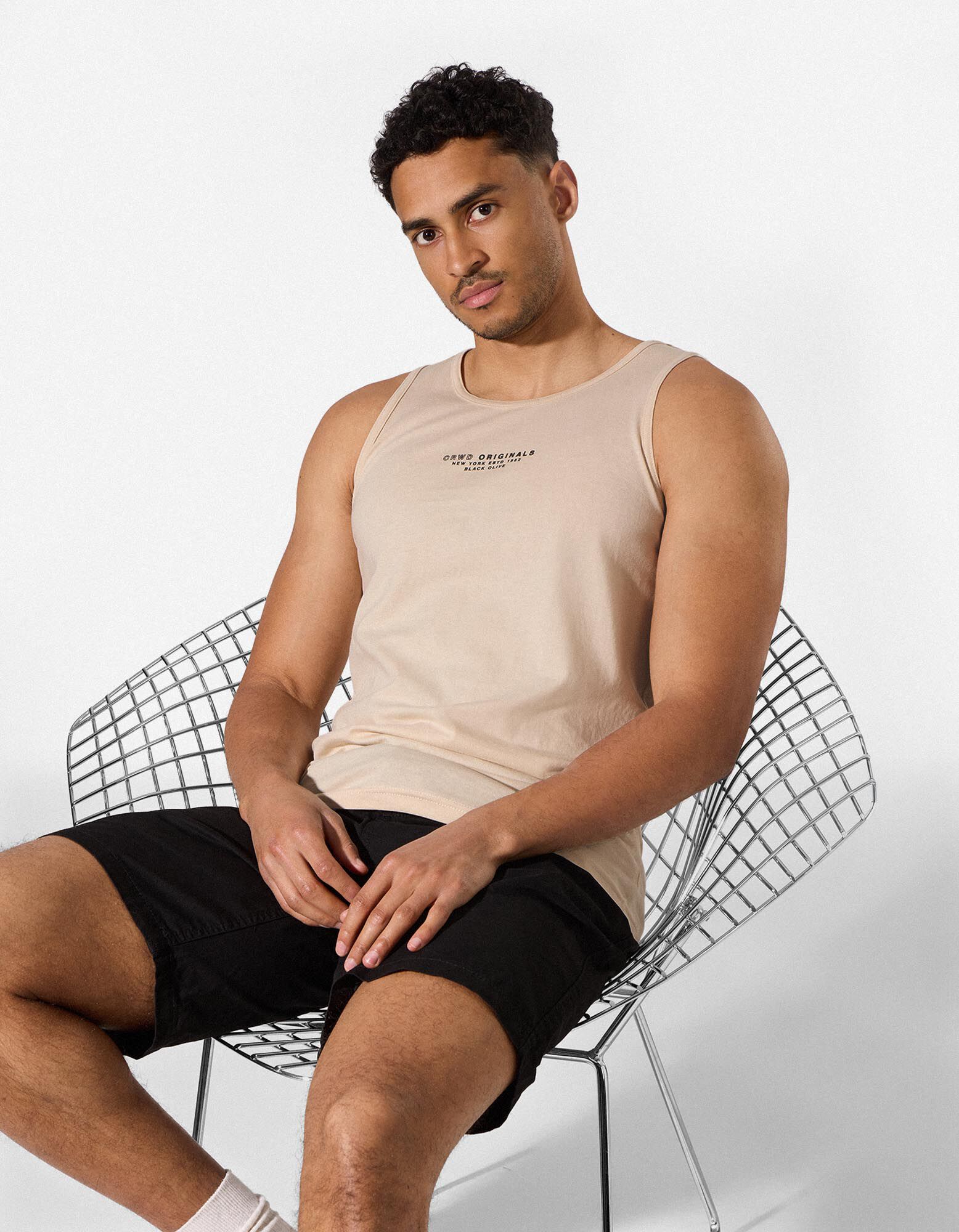 Tanktop - &Auml;rmellos - Beige