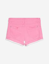 Pantaloni scurți denim - Margine decorativă - Roz