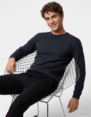 Langarmshirt - Oversized Fit - Dunkelblau
