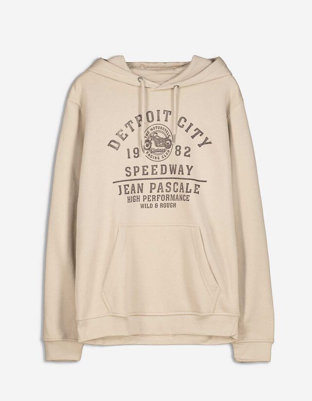 Hoodie - Vooropdruk - beige