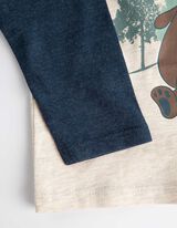 Bluză de corp cu m&acirc;necă lungă - Imprimeu - Bej