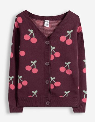 Strickjacke - Allover-Muster - Dunkelrot