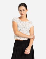 Zkrácené tričko - Krajka - bílá