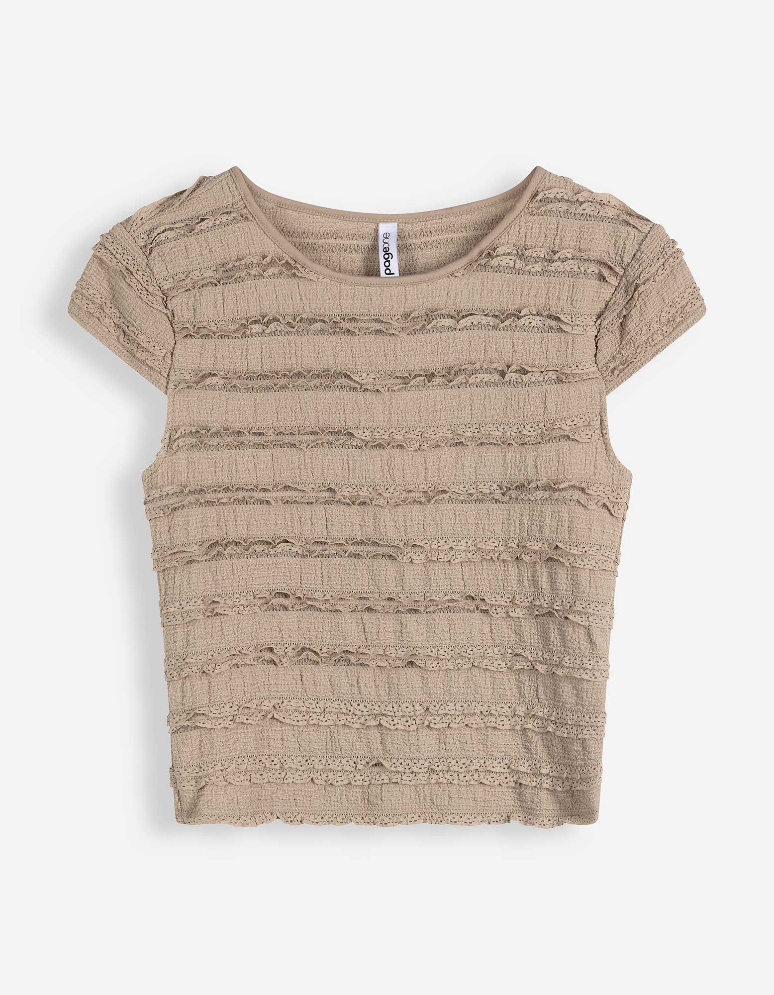 T-shirt de court - raccourci - beige