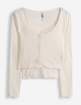 Langarmshirt - Double-Layer-Look - wei&szlig;