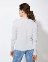 Giacca in maglia - Scollo a V - bianco