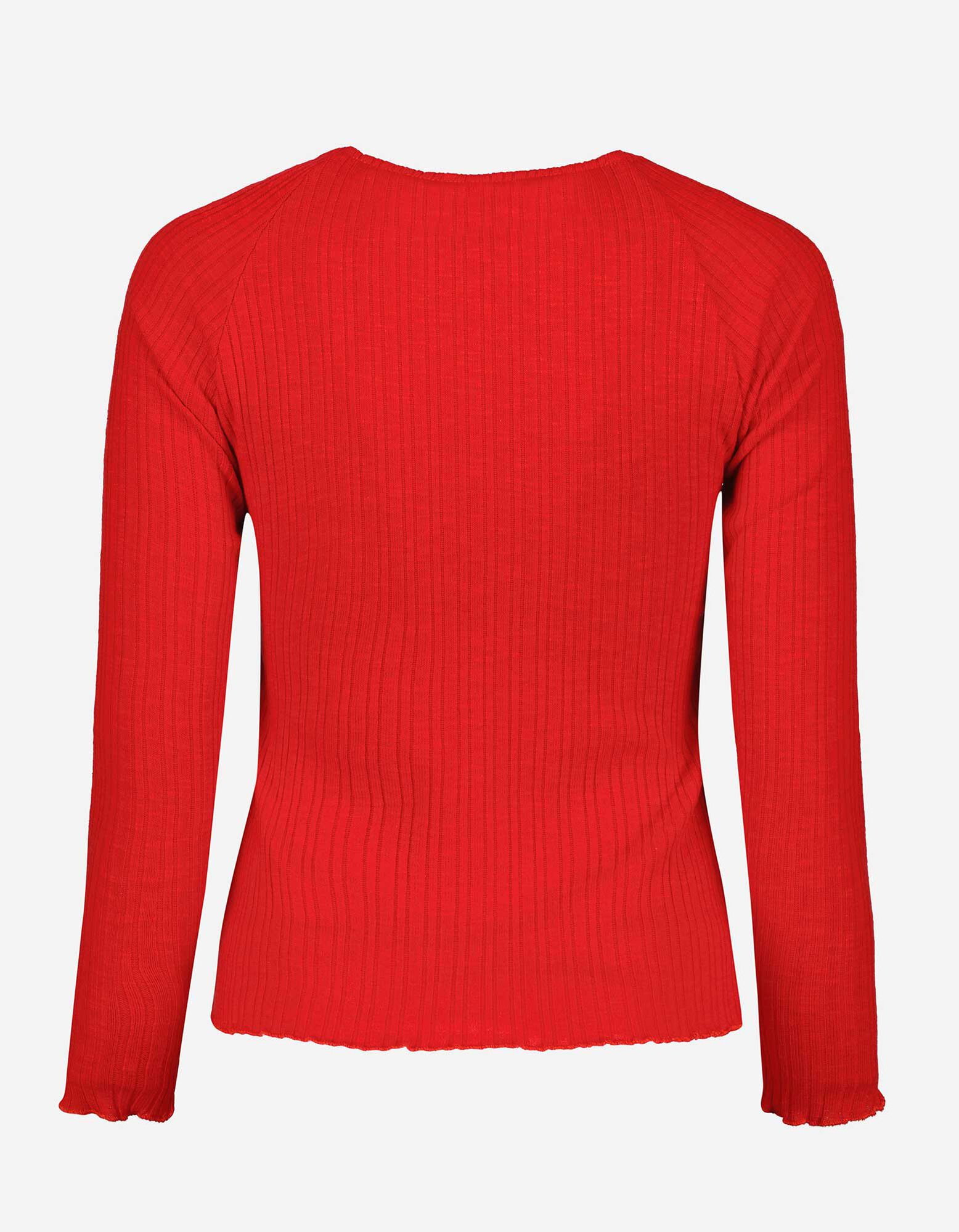 T-shirt &agrave; manches longues - Viscose m&eacute;lang&eacute;e - Rouge