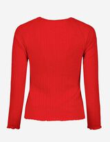T-shirt &agrave; manches longues - Viscose m&eacute;lang&eacute;e - Rouge