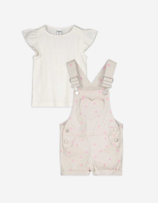 Set aus T-Shirt und Hose - Twill - weiß