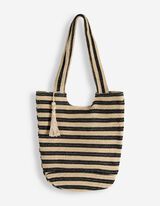 Beuteltasche - Stroh - Schwarz