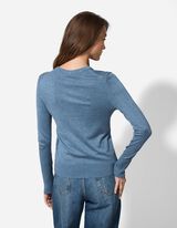 Pletený sveter - Ozdobné gombíky - tmavomodra