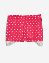Pantaloni scurți de pijama - Garnitură din dantelă - Roz