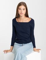 Longsleeve - Viscosemix - donkerblauw