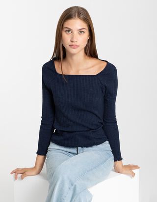 Longsleeve - Viscosemix - donkerblauw