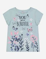 T-shirt - Glitterprint - lichtblauw