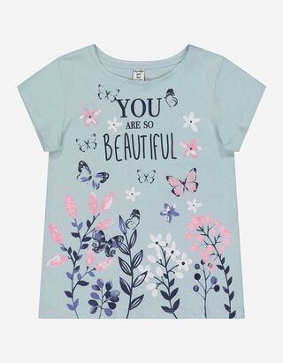 T-shirt - Glitterprint - lichtblauw