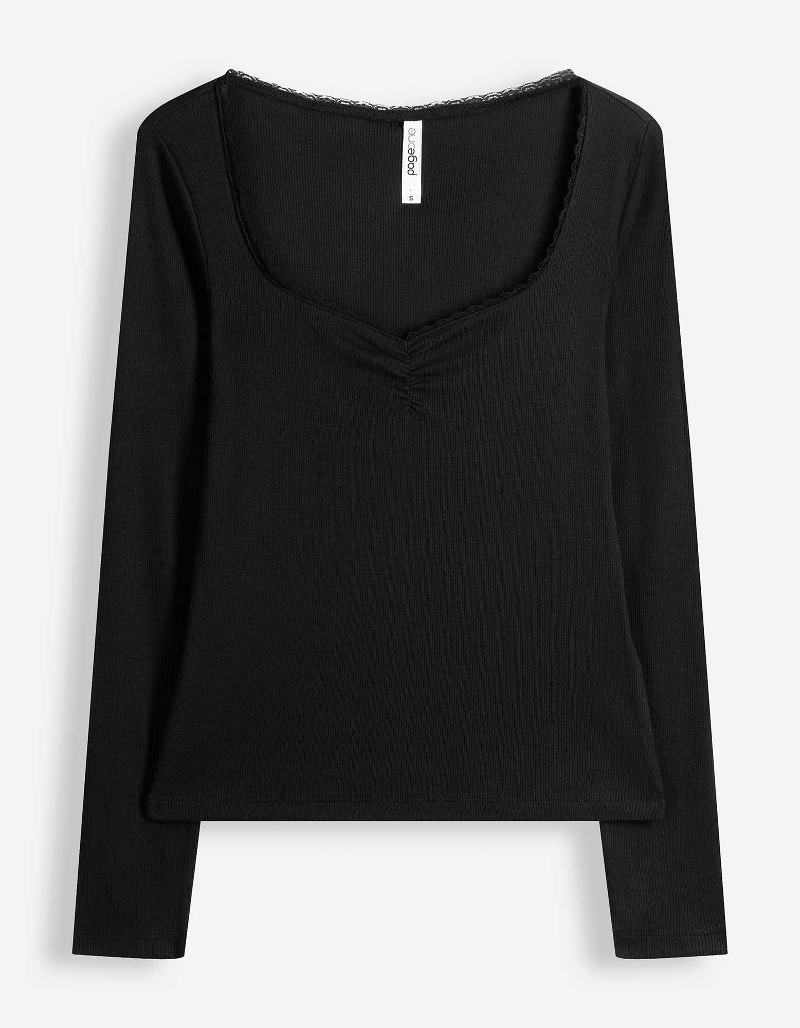 Longsleeve - Met kant - Zwart