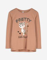 Langarmshirt - Frontprint - hellbraun