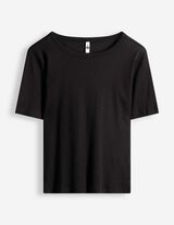T-Shirt - Rippenstruktur - schwarz