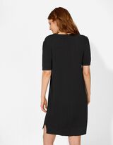 Strickkleid - Kurze &Auml;rmel - schwarz