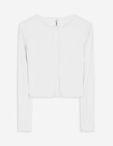 Langarmshirt - Knopfleiste - weiß