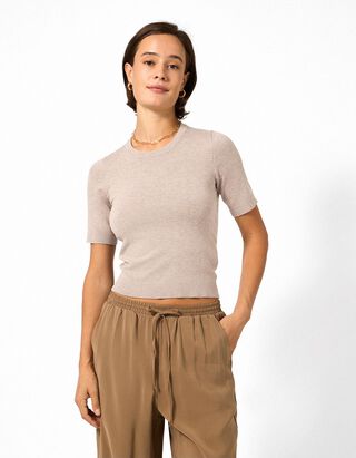 Pullover - Kurze &Auml;rmel - Beige