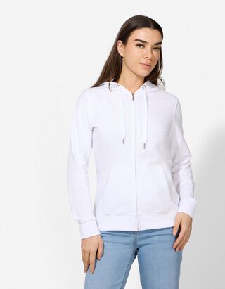 Felpa aperta - Cappuccio con coulisse - bianco